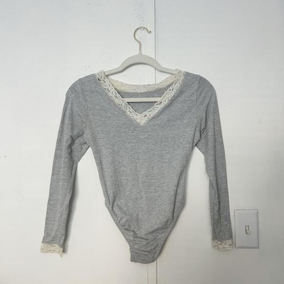 Gray Long Sleeve Y2K Bodysuit - Picture 2 of 4